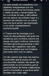 Depoimento de Kamila Gomes